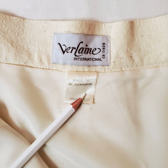 Natural Pure Silk West German Vintage Cream Skirt - Picture 7 of 10